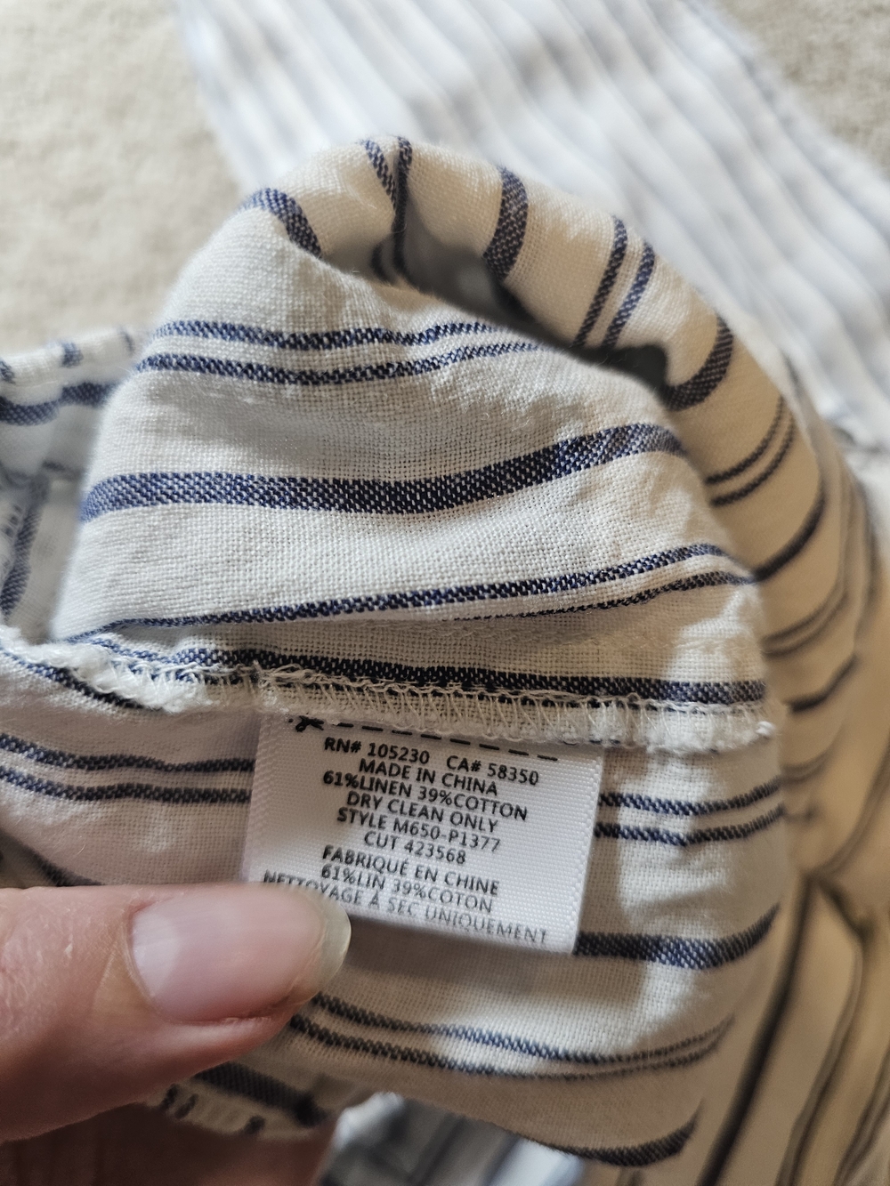 Joie Striped Drawstring Linen-Blend Pants - White & Navy - Picture 4 of 7